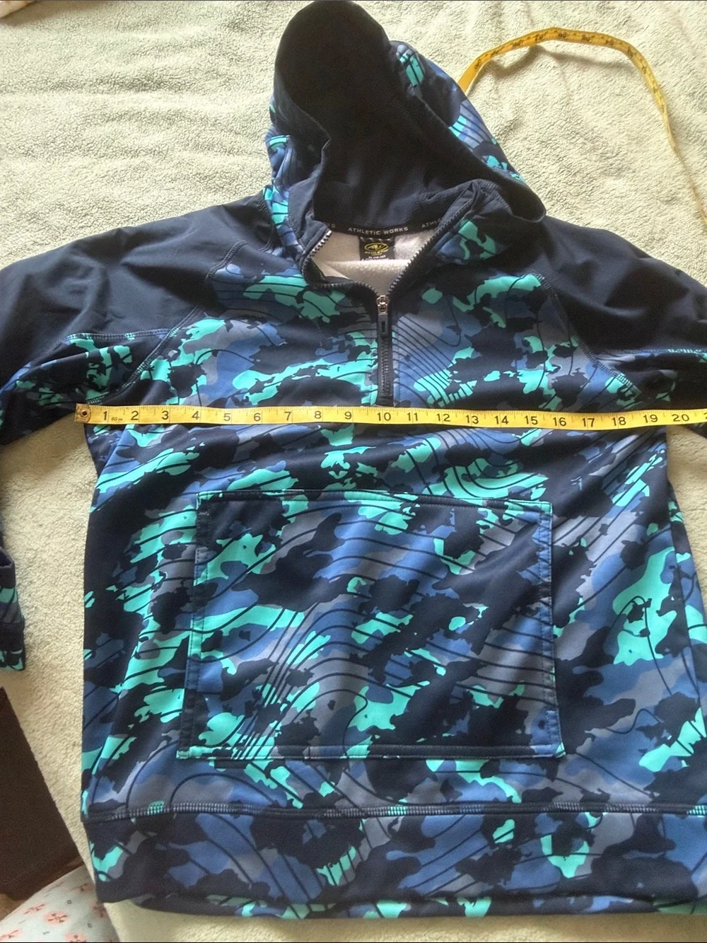 Athletic Works Boys Navy & Teal Camouflage Half-Zip Hoodie